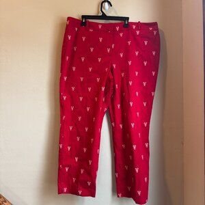 Talbots Pants Ankle Signature Mid Rise Red Embroidered Lobster Women’s Size 16